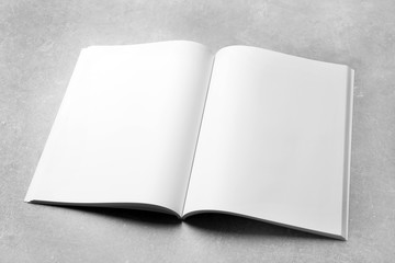 Mock up of booklet on grey background