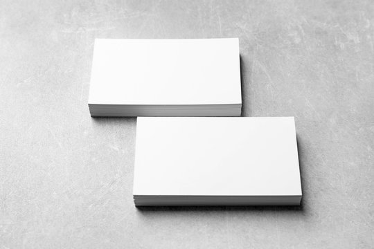 Mock up of business cards on grey background