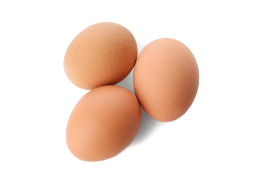 Chicken eggs on white background