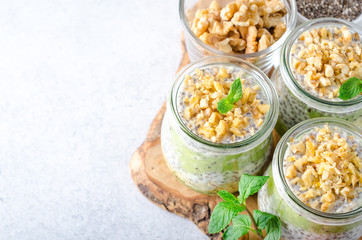 Chia pudding with kiwi and mint