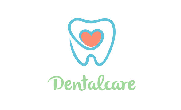 Creative Dental Teeth Heart Metaphor Logo Design Symbol Illustration
