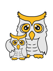 junges küken papa mama familie süß niedlich klein baby kind lustig cool eule kauz uhu vogel nacht fliegen comic cartoon clipart