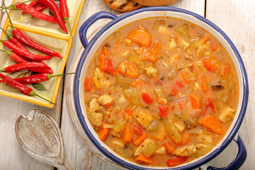 Hungarian goulash with meat and paprika