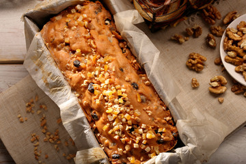 Easter fruit cake in baking mold
