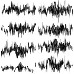 Set of abstract monochrome sound waves. EPS 10 vector