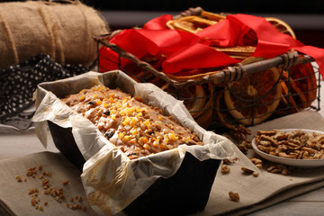 Easter fruit cake in baking mold