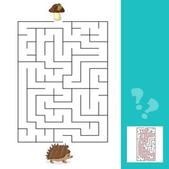 Maze game Help hedgehog to find a way to mushrooms with answer