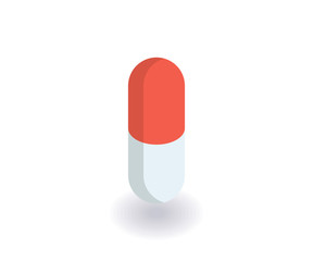 Pill icon. Vector illustration in flat isometric 3D style.