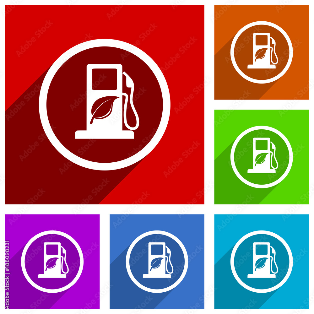 Poster Biofuel vector icons. Flat design colorful illustrations for web designers and mobile applications in eps 10