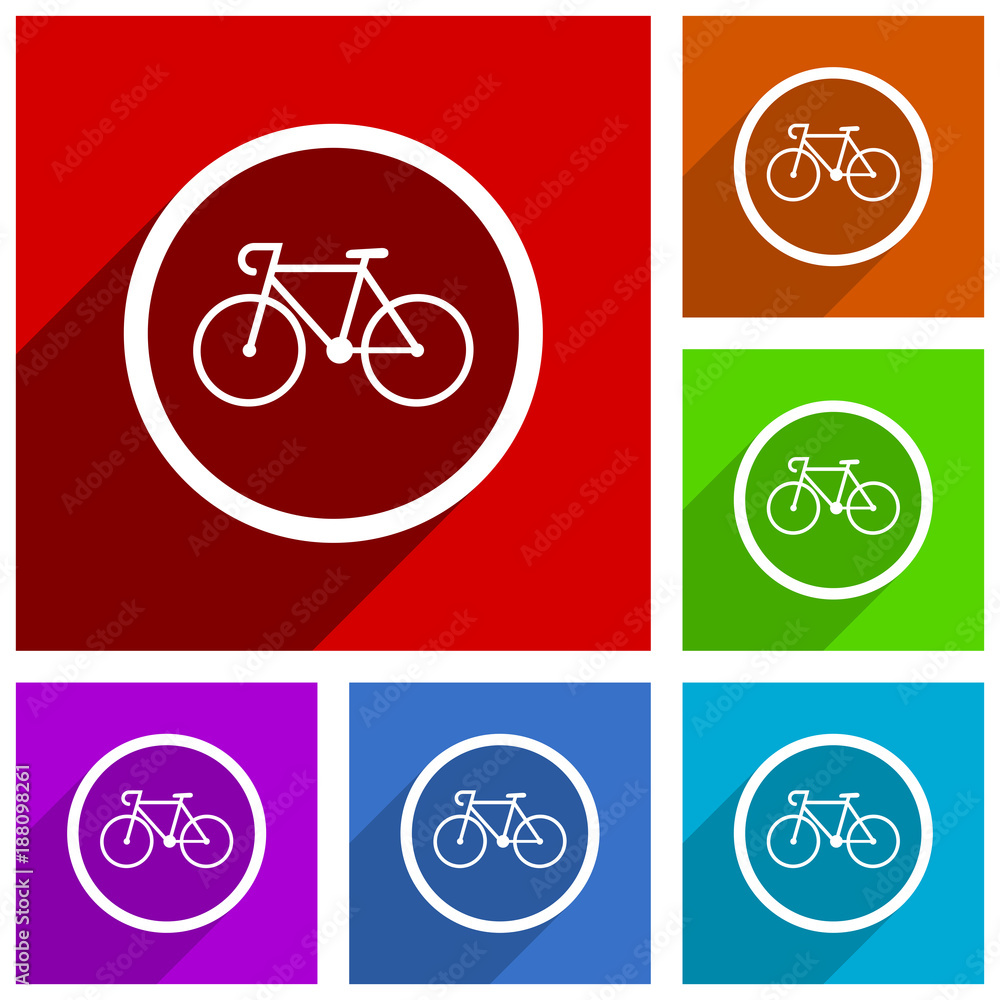 Poster bicycle vector icons. flat design colorful illustrations for web designers and mobile applications i