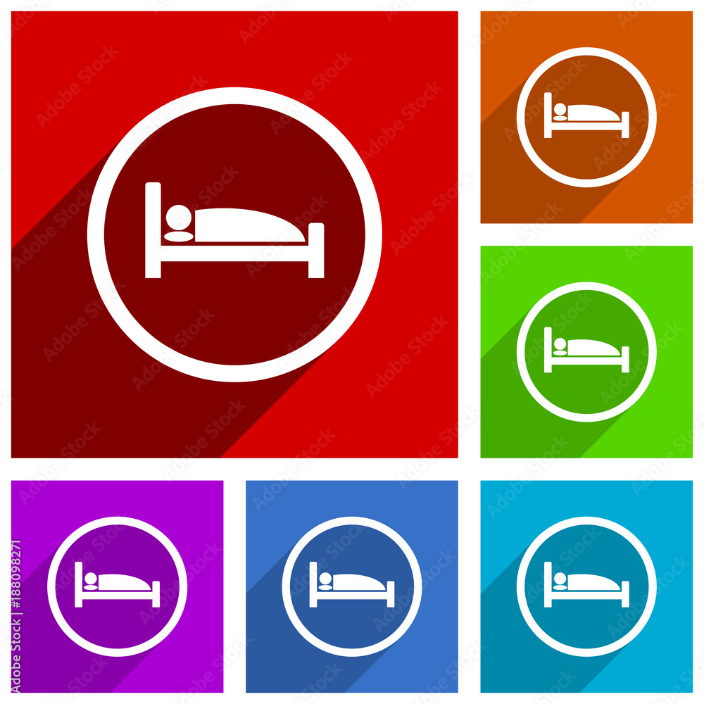 Poster Hotel vector icons. Flat design colorful illustrations for web designers and mobile applications in eps 10