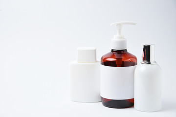 Mockup cosmetic flacon and bottle, studio shot.