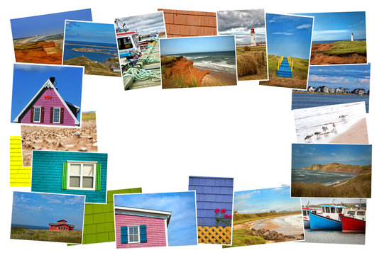Collage of pictures from magdalen island in Canada