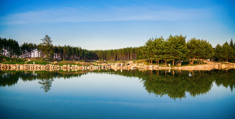 Fototapeta na wymiar beautiful view of the pond in Lithuania