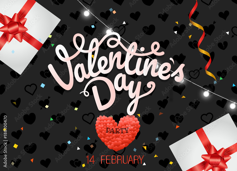 Aufkleber valentines day party poster vector concept. presentation vector template