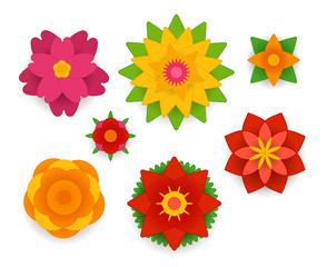 Different abstract paper style flowers vector collection