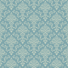 Pale blue elegant seamless pattern in vintage style.