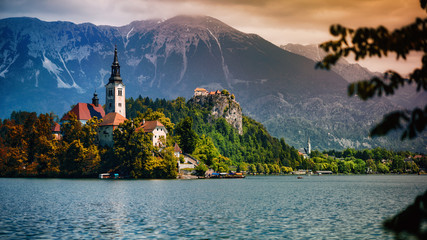 Sunset over Lake Bled