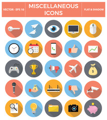 Miscellaneous flat icon set. Vector EPS10 Illustration.
