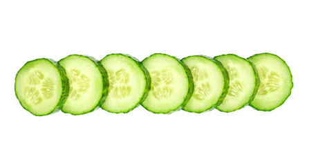 Fresh cucumber slices isolated on white