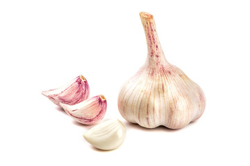 Head of garlic isolated on white