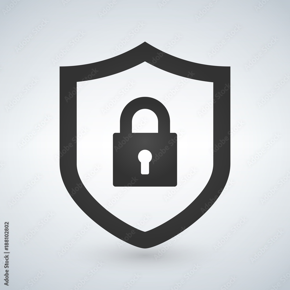 Poster abstract security vector icon illustration isolated on black background. shield security icon. lock 