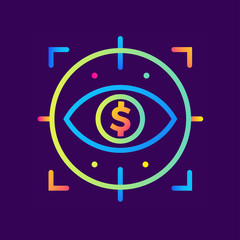 Linear icon STRATEGY VISION of finance, banking. Pictogram in outline style. Suitable for mobile apps, websites and design