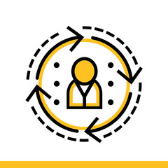 Outline icon User behavior prediction. Data science technology and machine learning process. Suitable for print, website and presentation