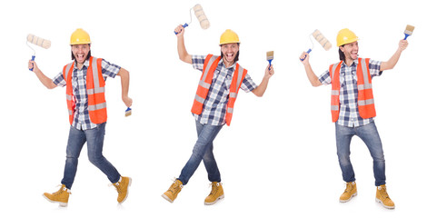 Obraz premium Funny painter isolated on white