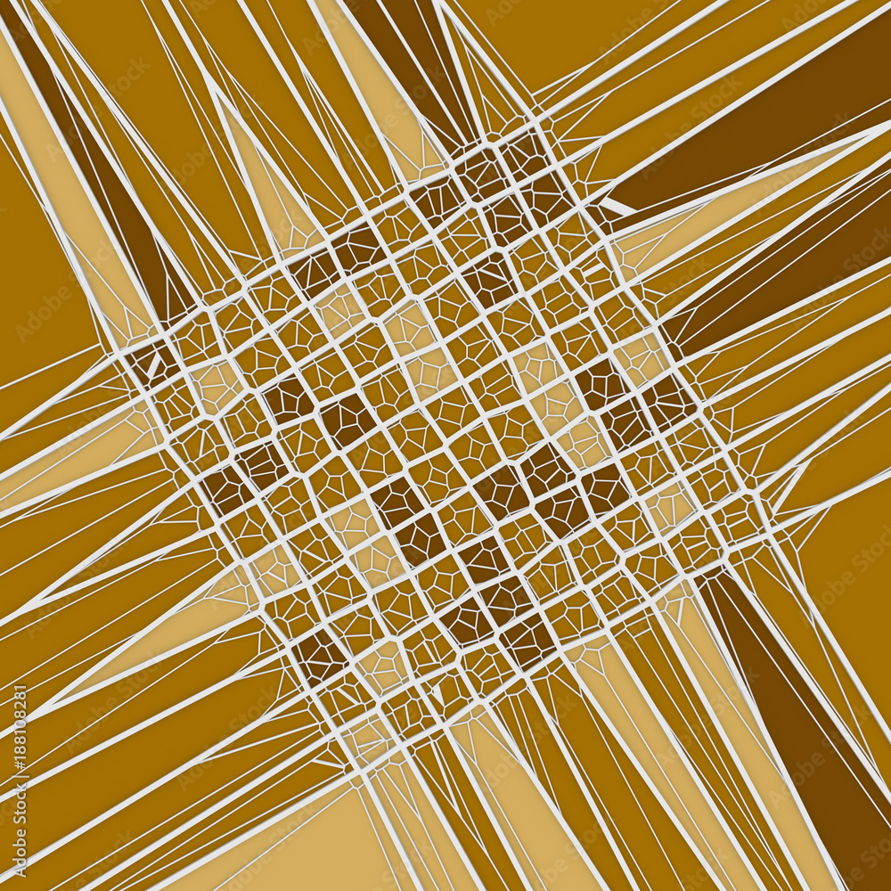 Poster Abstract geometrical concept voronoi low poly tesselated pattern. 3d rendering