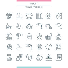 Fototapeta premium Thin line design beauty icons