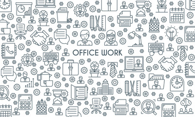 Thin line design office banner