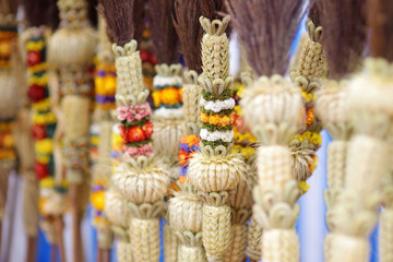 Traditional Lithuanian Easter palms known as verbos sold on Easter market in Vilnius