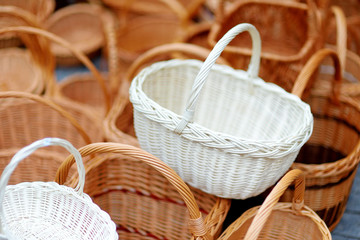 Various baskets sold on Easter market in Vilnius