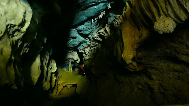Inside of a beautiful colourful cave.