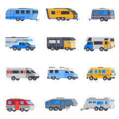 Camping Vehicles Icon Set