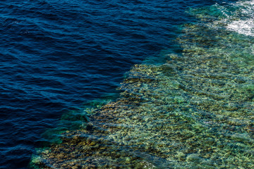 Top view of the coral reefs in the Ras Muhammad National Park.