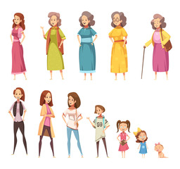  Women Generation Decorative Icons Set 