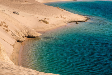 Sandy shore and clear sea in the Ras Muhammad National Park