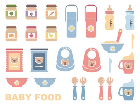 Baby food icon set