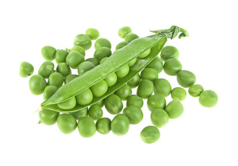 Fresh peas isolated on a white background