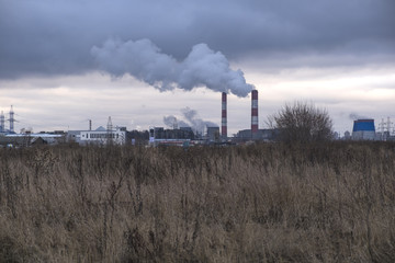 Fototapeta na wymiar Environmental pollution by enterprises on the outskirts of the city.
