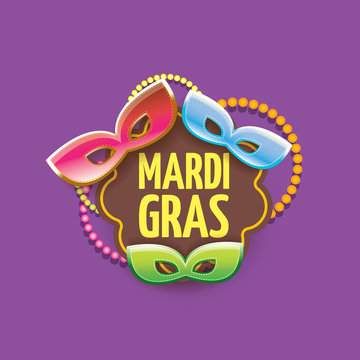 vector new orleans mardi gras vector background with carnival mask and text. vector mardi gras party or fat tuesday purple poster design template