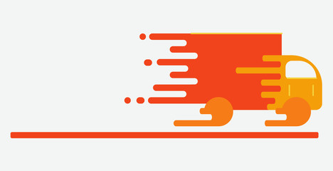 Orange truck icon, car. Mail transport. vector,