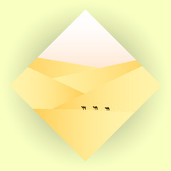 Icon with image of desert and camels vector,