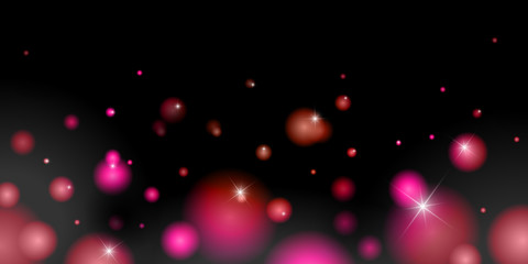Background with rising up luminous balls of pink color vector,