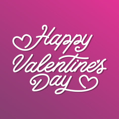 Valentines Day Lettering. Handwritten Romantic Greeting Card with Text Happy Valentines Day. February 14, Love and Heart.