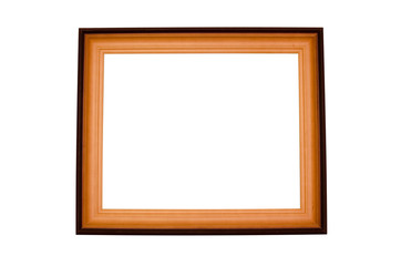 Wooden photo frame isolated on white background.