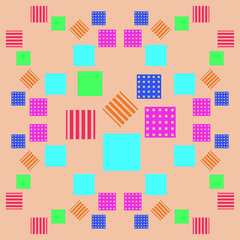 Abstract pattern of guadrangles, stripes, grids.