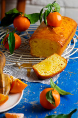 Tangerine glaze cake.selective focus